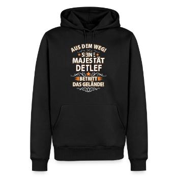 DETLEF - Männer Premium Bio Hoodie - Schwarz - Vorne - Nico (187cm)