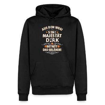 DIRK - Männer Premium Bio Hoodie - Schwarz - Vorne - Nico (187cm)