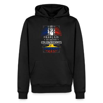 Racines Colombiennes - Sweat à capuche Premium bio Homme - noir - Devant - Nico (187cm)