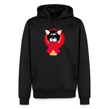 Kleine Katze Geisha Japanisch - Männer Premium Bio Hoodie - Schwarz - Vorne - Nico (187cm)