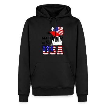 Boston Terrier in Usa hergestellt - Männer Premium Bio Hoodie - Schwarz - Vorne - Nico (187cm)