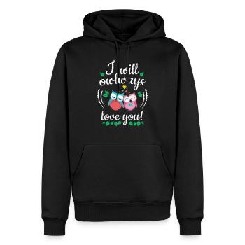 i will owlways love you owls je vais owlways amour - Sweat à capuche Premium bio Homme - noir - Devant - Nico (187cm)