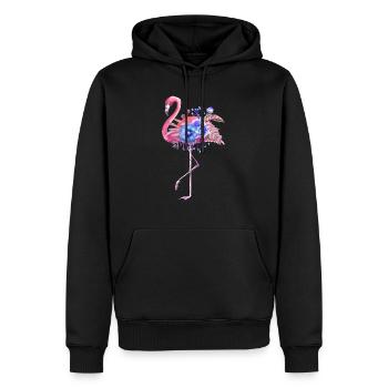 Aquarell Flamingo - Männer Premium Bio Hoodie - Schwarz - Vorne - Nico (187cm)