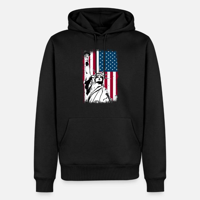 Freiheitsstatue Amerika - Männer Premium Bio Hoodie - Schwarz