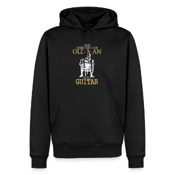 Never Underestimate An Old Man With A Guitar .png - Men’s Premium Organic Hoodie - black - Front - Nico (187cm)