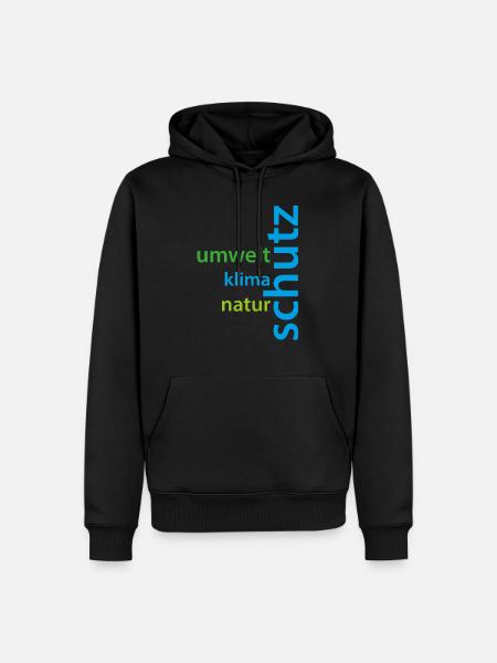 Klima-, Umwelt- und Naturschutz Schriftzug - Männer Premium Bio Hoodie - Schwarz
