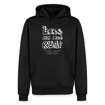 Lass ma mei Rua - weiß - Männer Premium Bio Hoodie - Schwarz - Vorne - Nico (187cm)