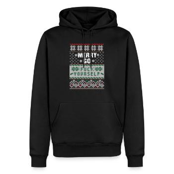 merry go fuck yourself xmas sweater - Men’s Premium Organic Hoodie - black - Front - Nico (187cm)