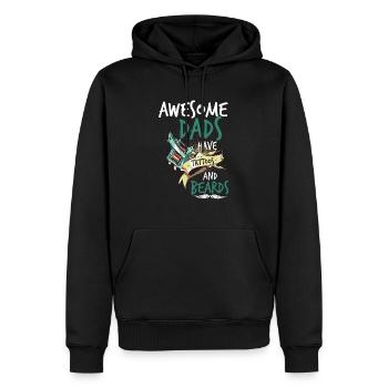 AWESOME DADS HAVE TATTOOS AND BEARDS - Men’s Premium Organic Hoodie - black - Front - Nico (187cm)