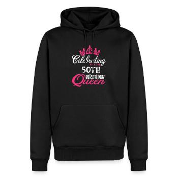 Feiern mit der 50. Geburtstagskönigin - Männer Premium Bio Hoodie - Schwarz - Vorne - Nico (187cm)