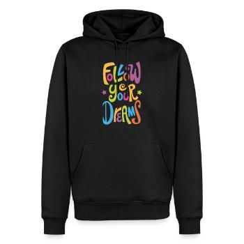 Follow your Dreams - Männer Premium Bio Hoodie - Schwarz - Vorne - Nico (187cm)