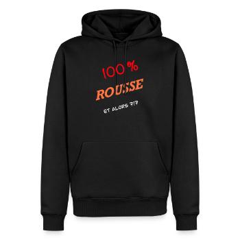 100% rousse et alors - Sweat à capuche Premium bio Homme - noir - Devant - Nico (187cm)