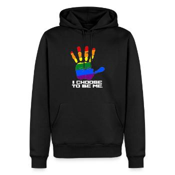 Identité gay cool - Sweat à capuche Premium bio Homme - noir - Devant - Nico (187cm)
