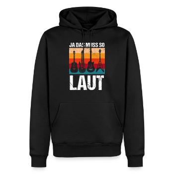 Gitarren Vintage Outfit ja das muss so laut musik - Männer Premium Bio Hoodie - Schwarz - Vorne - Nico (187cm)