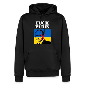 Ukraine Poutine - Sweat à capuche Premium bio Homme - noir - Devant - Nico (187cm)