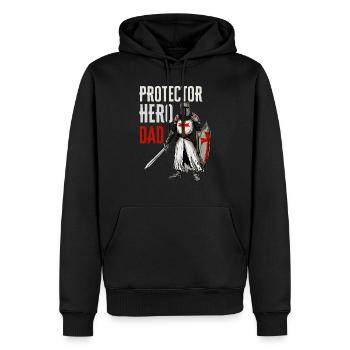 Protecteur, Héros, Père - Templier - Sweat à capuche Premium bio Homme - noir - Devant - Nico (187cm)