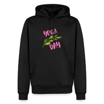 Journée de yoga - Sweat à capuche Premium bio Homme - noir - Devant - Nico (187cm)