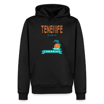 Tenerife - Espagne - Sweat à capuche Premium bio Homme - noir - Devant - Nico (187cm)