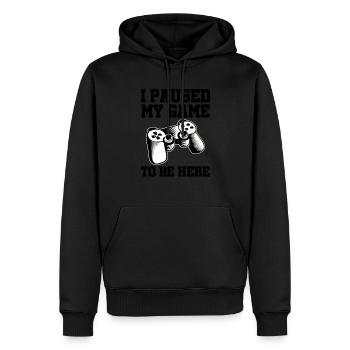 I Paused My Game Video Game Player Gaming Gamer Ne - Männer Premium Bio Hoodie - Schwarz - Vorne - Nico (187cm)