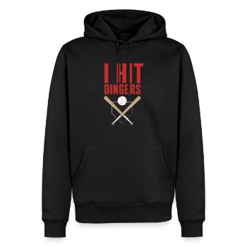 I Hit Dingers Baseball - Men’s Premium Organic Hoodie - black - Front - Nico (187cm)