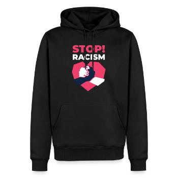 Stop au racisme - stop au racisme - Sweat à capuche Premium bio Homme - noir - Devant - Nico (187cm)