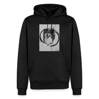 Gemälde Hund - Männer Premium Bio Hoodie - Schwarz - Vorne - Nico (187cm)
