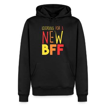 Auf der Suche nach einer neuen BFF - Männer Premium Bio Hoodie - Schwarz - Vorne - Nico (187cm)
