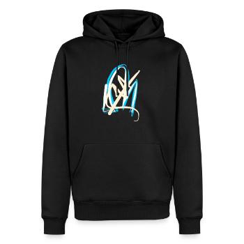 Blauweisse Abstraktheit: Das abstrakteste Geschenk - Männer Premium Bio Hoodie - Schwarz - Vorne - Nico (187cm)