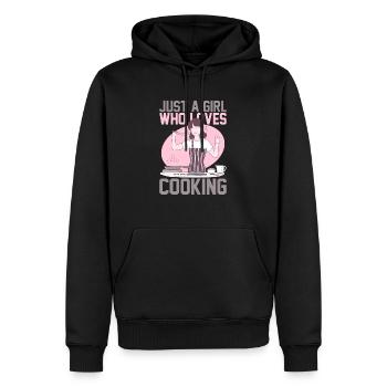 JUSTE UNE FILLE QUI AIME CUISINER - Sweat à capuche Premium bio Homme - noir - Devant - Nico (187cm)