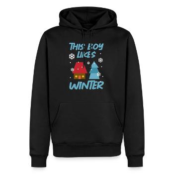 Junge mag winterliche Wintertage Schneeflocken-Tee - Männer Premium Bio Hoodie - Schwarz - Vorne - Nico (187cm)