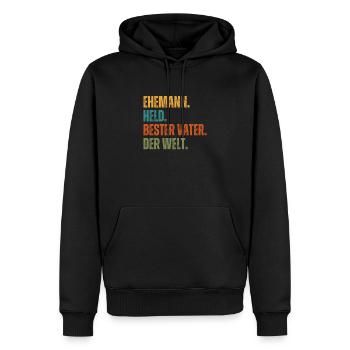 Ehemann Held bester Vater der Welt Geschenk - Männer Premium Bio Hoodie - Schwarz - Vorne - Nico (187cm)