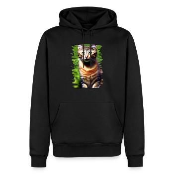 Katzengesicht 3 - Männer Premium Bio Hoodie - Schwarz - Vorne - Nico (187cm)