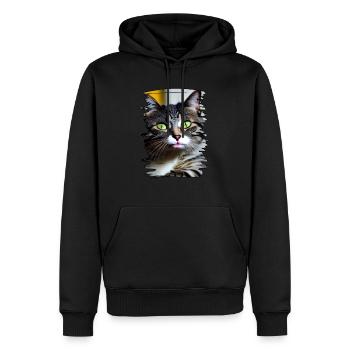 Katzengesicht - Männer Premium Bio Hoodie - Schwarz - Vorne - Nico (187cm)