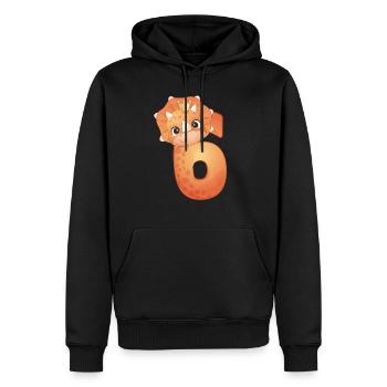 Dino 6 - Männer Premium Bio Hoodie - Schwarz - Vorne - Nico (187cm)
