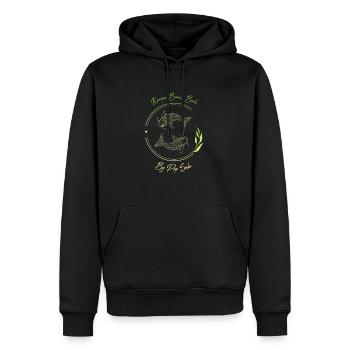 Karma Beach fishes vert jaune - Sweat à capuche Premium bio Homme - noir - Devant - Nico (187cm)