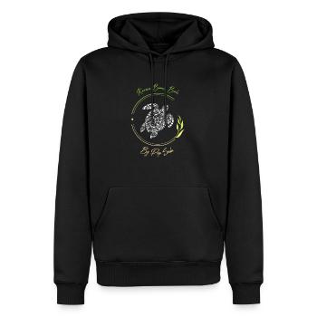 Turtle Karma Beach lime green - Men’s Premium Organic Hoodie - black - Front - Nico (187cm)