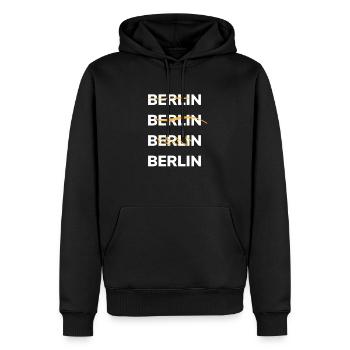 The coolest Berlin hoodie for real Berliners - Men’s Premium Organic Hoodie - black - Front - Nico (187cm)