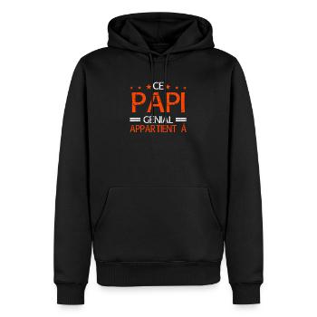 Ce Papi Génial Appartient à Personnalisé - Sweat à capuche Premium bio Homme - noir - Devant - Nico (187cm)