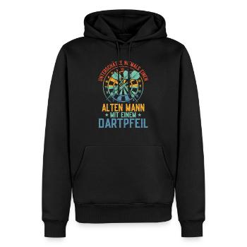 Unterschätze niemals einen alten Mann Darts Dartsp - Männer Premium Bio Hoodie - Schwarz - Vorne - Nico (187cm)