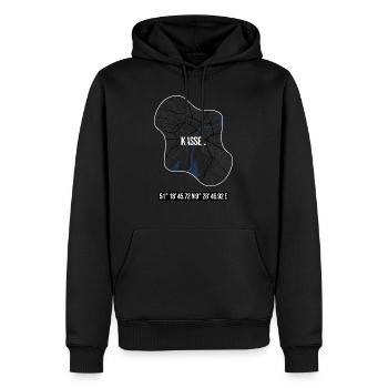 Kassel Karte mit Koordinaten - Männer Premium Bio Hoodie - Schwarz - Vorne - Nico (187cm)