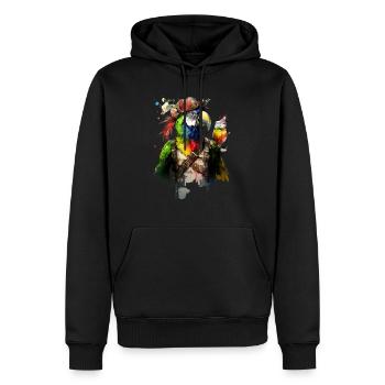 Cooler Papagei Pirat mit Bier. - Männer Premium Bio Hoodie - Schwarz - Vorne - Nico (187cm)