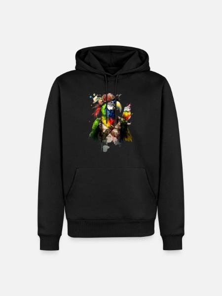 Cool parrot pirate with beer. - Men’s Premium Organic Hoodie - black