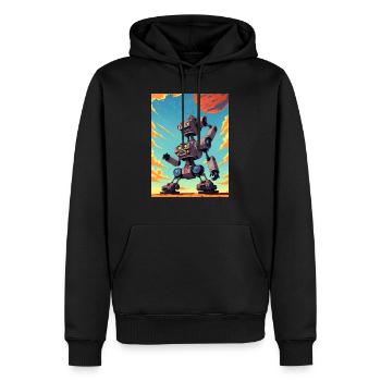 50s Cartoon - Crazy Robot - Sci-Fi - Men’s Premium Organic Hoodie - black - Front - Nico (187cm)