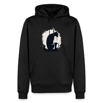 Chat noir avec tasse de café - Sweat à capuche Premium bio Homme - noir - Devant - Nico (187cm)