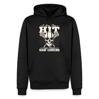 I Am The Hit You Never See Coming Lacrosse Player - Männer Premium Bio Hoodie - Schwarz - Vorne - Nico (187cm)