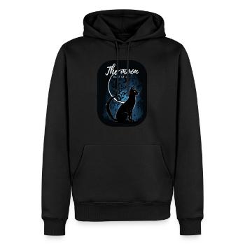 Chat noir avec la lune - Sweat à capuche Premium bio Homme - noir - Devant - Nico (187cm)