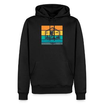 Randonnée rétro - Sweat à capuche Premium bio Homme - noir - Devant - Nico (187cm)