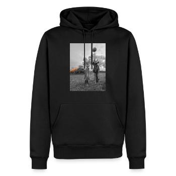 Feuer - Männer Premium Bio Hoodie - Schwarz - Vorne - Nico (187cm)
