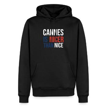 Cannes ist schöner als Nizza - Männer Premium Bio Hoodie - Schwarz - Vorne - Nico (187cm)