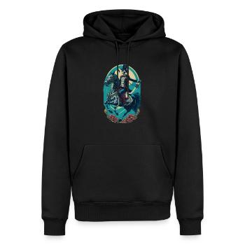 Skelett im Anzug reitet Pferd Cool Comic Cartoon - Männer Premium Bio Hoodie - Schwarz - Vorne - Nico (187cm)